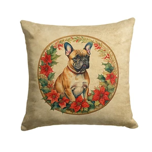 French Bulldog Christmas Flowers Throw Pillow Machine Washable, Indoor Outdoor Decorative Pillow for Couch, Bed or Patio, 18Hx18W French Bulldog Christmas Flowers Throw Pillow Machine Washable, Indoor Outdoor Decorative Pillow for Couch, Bed or Patio, 18Hx18W