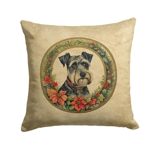 Schnauzer Christmas Flowers Throw Pillow Machine Washable, Indoor Outdoor Decorative Pillow for Couch, Bed or Patio, 18Hx18W Schnauzer Christmas Flowers Throw Pillow Machine Washable, Indoor Outdoor Decorative Pillow for Couch, Bed or Patio, 18Hx18W