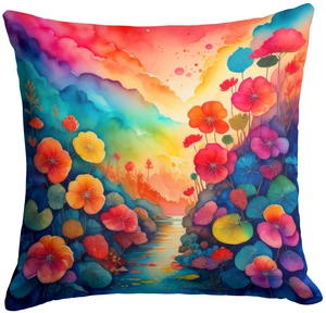 Colorful Begonias Throw Pillow Machine Washable, Indoor Outdoor Decorative Pillow for Couch, Bed or Patio, 18Hx18W Colorful Begonias Throw Pillow Machine Washable, Indoor Outdoor Decorative Pillow for Couch, Bed or Patio, 18Hx18W