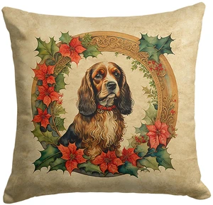 English Cocker Spaniel Christmas Flowers Throw Pillow Machine Washable, Indoor Outdoor Decorative Pillow for Couch, Bed or Patio, 18Hx18W English Cocker Spaniel Christmas Flowers Throw Pillow Machine Washable, Indoor Outdoor Decorative Pillow for Couch, Bed or Patio, 18Hx18W