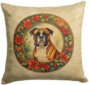 Boxer Christmas Flowers Throw Pillow Machine Washable, Indoor Outdoor Decorative Pillow for Couch, Bed or Patio, 18Hx18W Boxer Christmas Flowers Throw Pillow Machine Washable, Indoor Outdoor Decorative Pillow for Couch, Bed or Patio, 18Hx18W