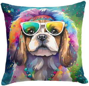 Shih Tzu Hippie Dawg Throw Pillow Machine Washable, Indoor Outdoor Decorative Pillow for Couch, Bed or Patio, 18Hx18W Shih Tzu Hippie Dawg Throw Pillow Machine Washable, Indoor Outdoor Decorative Pillow for Couch, Bed or Patio, 18Hx18W