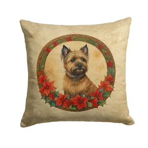 Cairn Terrier Christmas Flowers Throw Pillow Machine Washable, Indoor Outdoor Decorative Pillow for Couch, Bed or Patio, 18Hx18W Cairn Terrier Christmas Flowers Throw Pillow Machine Washable, Indoor Outdoor Decorative Pillow for Couch, Bed or Patio, 18Hx18W