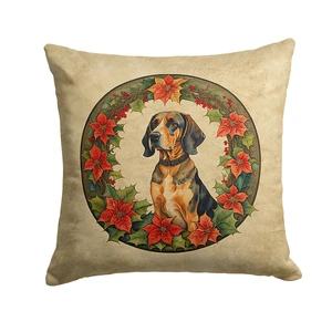 American English Coonhound Christmas Flowers Throw Pillow Machine Washable, Indoor Outdoor Decorative Pillow for Couch, Bed or Patio, 18Hx18W American English Coonhound Christmas Flowers Throw Pillow Machine Washable, Indoor Outdoor Decorative Pillow for Couch, Bed or Patio, 18Hx18W