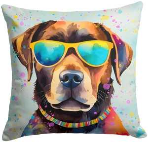 Chocolate Labrador Hippie Dawg Throw Pillow Machine Washable, Indoor Outdoor Decorative Pillow for Couch, Bed or Patio, 18Hx18W Chocolate Labrador Hippie Dawg Throw Pillow Machine Washable, Indoor Outdoor Decorative Pillow for Couch, Bed or Patio, 18Hx18W
