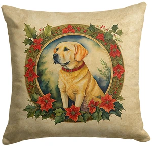 Labrador Retriever Christmas Flowers Throw Pillow Machine Washable, Indoor Outdoor Decorative Pillow for Couch, Bed or Patio, 18Hx18W Labrador Retriever Christmas Flowers Throw Pillow Machine Washable, Indoor Outdoor Decorative Pillow for Couch, Bed or Patio, 18Hx18W