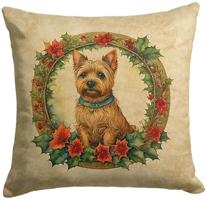 Norwich Terrier Christmas Flowers Throw Pillow Machine Washable, Indoor Outdoor Decorative Pillow for Couch, Bed or Patio, 18Hx18W Norwich Terrier Christmas Flowers Throw Pillow Machine Washable, Indoor Outdoor Decorative Pillow for Couch, Bed or Patio, 18Hx18W