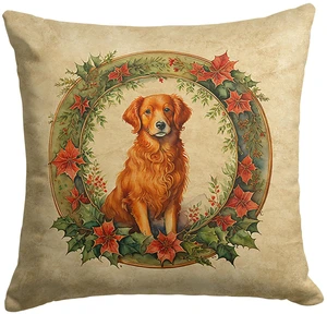 Nova Scotia Duck Tolling Retriever Christmas Flowers Throw Pillow Machine Washable, Indoor Outdoor Decorative Pillow for Couch, Bed or Patio, 18Hx18W Nova Scotia Duck Tolling Retriever Christmas Flowers Throw Pillow Machine Washable, Indoor Outdoor Decorative Pillow for Couch, Bed or Patio, 18Hx18W