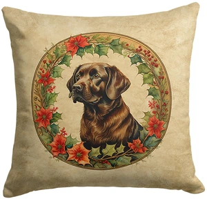 Labrador Retriever Christmas Flowers Throw Pillow Machine Washable, Indoor Outdoor Decorative Pillow for Couch, Bed or Patio, 18Hx18W Labrador Retriever Christmas Flowers Throw Pillow Machine Washable, Indoor Outdoor Decorative Pillow for Couch, Bed or Patio, 18Hx18W