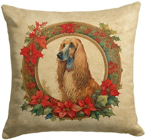 Afghan Hound Christmas Flowers Throw Pillow Machine Washable, Indoor Outdoor Decorative Pillow for Couch, Bed or Patio, 18Hx18W Afghan Hound Christmas Flowers Throw Pillow Machine Washable, Indoor Outdoor Decorative Pillow for Couch, Bed or Patio, 18Hx18W