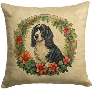 Welsh Springer Spaniel Christmas Flowers Throw Pillow Machine Washable, Indoor Outdoor Decorative Pillow for Couch, Bed or Patio, 18Hx18W Welsh Springer Spaniel Christmas Flowers Throw Pillow Machine Washable, Indoor Outdoor Decorative Pillow for Couch, Bed or Patio, 18Hx18W