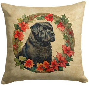 Bouvier des Flandres Christmas Flowers Throw Pillow Machine Washable, Indoor Outdoor Decorative Pillow for Couch, Bed or Patio, 18Hx18W Bouvier des Flandres Christmas Flowers Throw Pillow Machine Washable, Indoor Outdoor Decorative Pillow for Couch, Bed or Patio, 18Hx18W