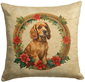 Cocker Spaniel Christmas Flowers Throw Pillow Machine Washable, Indoor Outdoor Decorative Pillow for Couch, Bed or Patio, 18Hx18W Cocker Spaniel Christmas Flowers Throw Pillow Machine Washable, Indoor Outdoor Decorative Pillow for Couch, Bed or Patio, 18Hx18W