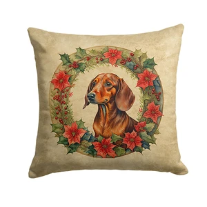 Dachshund Christmas Flowers Throw Pillow Machine Washable, Indoor Outdoor Decorative Pillow for Couch, Bed or Patio, 18Hx18W Dachshund Christmas Flowers Throw Pillow Machine Washable, Indoor Outdoor Decorative Pillow for Couch, Bed or Patio, 18Hx18W