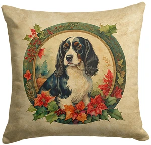 English Springer Spaniel Christmas Flowers Throw Pillow Machine Washable, Indoor Outdoor Decorative Pillow for Couch, Bed or Patio, 18Hx18W English Springer Spaniel Christmas Flowers Throw Pillow Machine Washable, Indoor Outdoor Decorative Pillow for Couch, Bed or Patio, 18Hx18W