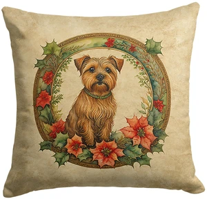 Norfolk Terrier Christmas Flowers Throw Pillow Machine Washable, Indoor Outdoor Decorative Pillow for Couch, Bed or Patio, 18Hx18W Norfolk Terrier Christmas Flowers Throw Pillow Machine Washable, Indoor Outdoor Decorative Pillow for Couch, Bed or Patio, 18Hx18W