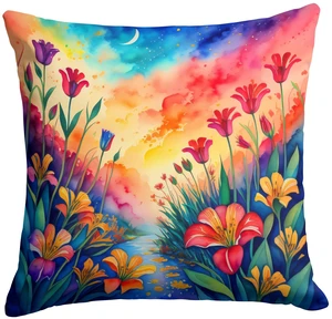 Colorful Alstroemerias Throw Pillow Machine Washable, Indoor Outdoor Decorative Pillow for Couch, Bed or Patio, 18Hx18W Colorful Alstroemerias Throw Pillow Machine Washable, Indoor Outdoor Decorative Pillow for Couch, Bed or Patio, 18Hx18W