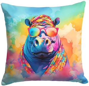NEW Hippie Animal Hippopotamus Throw Pillow Machine Washable, Indoor Outdoor Decorative Pillow for Couch, Bed or Patio, 18Hx18W NEW Hippie Animal Hippopotamus Throw Pillow Machine Washable, Indoor Outdoor Decorative Pillow for Couch, Bed or Patio, 18Hx18W