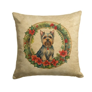 Silky Terrier Christmas Flowers Throw Pillow Machine Washable, Indoor Outdoor Decorative Pillow for Couch, Bed or Patio, 18Hx18W Silky Terrier Christmas Flowers Throw Pillow Machine Washable, Indoor Outdoor Decorative Pillow for Couch, Bed or Patio, 18Hx18W