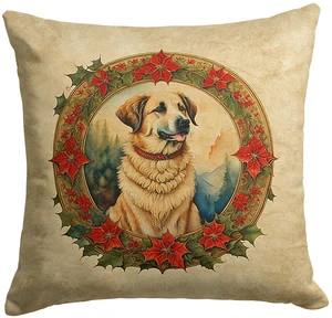 Anatolian Shepherd Dog Christmas Flowers Throw Pillow Machine Washable, Indoor Outdoor Decorative Pillow for Couch, Bed or Patio, 18Hx18W Anatolian Shepherd Dog Christmas Flowers Throw Pillow Machine Washable, Indoor Outdoor Decorative Pillow for Couch, Bed or Patio, 18Hx18W