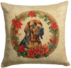 Bloodhound Christmas Flowers Throw Pillow Machine Washable, Indoor Outdoor Decorative Pillow for Couch, Bed or Patio, 18Hx18W Bloodhound Christmas Flowers Throw Pillow Machine Washable, Indoor Outdoor Decorative Pillow for Couch, Bed or Patio, 18Hx18W