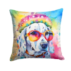 Dalmatian Hippie Dawg Throw Pillow Machine Washable, Indoor Outdoor Decorative Pillow for Couch, Bed or Patio, 18Hx18W Dalmatian Hippie Dawg Throw Pillow Machine Washable, Indoor Outdoor Decorative Pillow for Couch, Bed or Patio, 18Hx18W