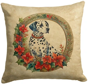 Dalmatian Christmas Flowers Throw Pillow Machine Washable, Indoor Outdoor Decorative Pillow for Couch, Bed or Patio, 18Hx18W Dalmatian Christmas Flowers Throw Pillow Machine Washable, Indoor Outdoor Decorative Pillow for Couch, Bed or Patio, 18Hx18W