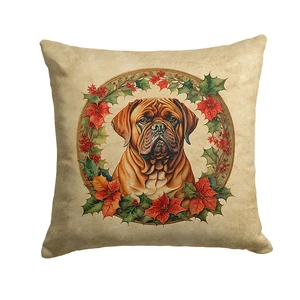 Dogue de Bordeaux Christmas Flowers Throw Pillow Machine Washable, Indoor Outdoor Decorative Pillow for Couch, Bed or Patio, 18Hx18W Dogue de Bordeaux Christmas Flowers Throw Pillow Machine Washable, Indoor Outdoor Decorative Pillow for Couch, Bed or Patio, 18Hx18W
