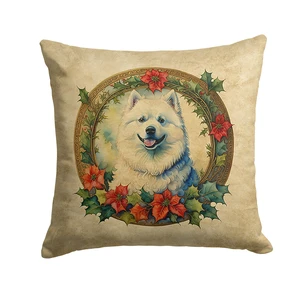 Samoyed Christmas Flowers Throw Pillow Machine Washable, Indoor Outdoor Decorative Pillow for Couch, Bed or Patio, 18Hx18W Samoyed Christmas Flowers Throw Pillow Machine Washable, Indoor Outdoor Decorative Pillow for Couch, Bed or Patio, 18Hx18W