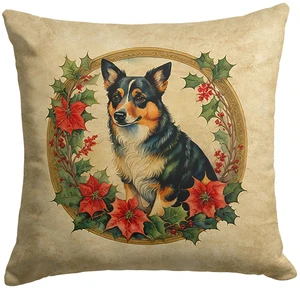 Lancashire Heeler Christmas Flowers Throw Pillow Machine Washable, Indoor Outdoor Decorative Pillow for Couch, Bed or Patio, 18Hx18W Lancashire Heeler Christmas Flowers Throw Pillow Machine Washable, Indoor Outdoor Decorative Pillow for Couch, Bed or Patio, 18Hx18W