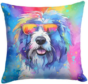 Old English Sheepdog Hippie Dawg Throw Pillow Machine Washable, Indoor Outdoor Decorative Pillow for Couch, Bed or Patio, 18Hx18W Old English Sheepdog Hippie Dawg Throw Pillow Machine Washable, Indoor Outdoor Decorative Pillow for Couch, Bed or Patio, 18Hx18W
