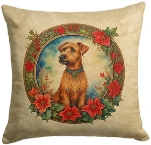 Irish Terrier Christmas Flowers Throw Pillow Machine Washable, Indoor Outdoor Decorative Pillow for Couch, Bed or Patio, 18Hx18W Irish Terrier Christmas Flowers Throw Pillow Machine Washable, Indoor Outdoor Decorative Pillow for Couch, Bed or Patio, 18Hx18W