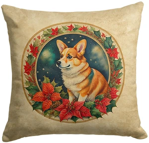 Corgi Christmas Flowers Throw Pillow Machine Washable, Indoor Outdoor Decorative Pillow for Couch, Bed or Patio, 18Hx18W Corgi Christmas Flowers Throw Pillow Machine Washable, Indoor Outdoor Decorative Pillow for Couch, Bed or Patio, 18Hx18W