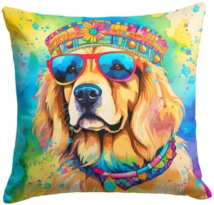 Golden Retriever Hippie Dawg Throw Pillow Machine Washable, Indoor Outdoor Decorative Pillow for Couch, Bed or Patio, 18Hx18W Golden Retriever Hippie Dawg Throw Pillow Machine Washable, Indoor Outdoor Decorative Pillow for Couch, Bed or Patio, 18Hx18W