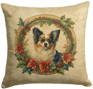 Papillon Christmas Flowers Throw Pillow Machine Washable, Indoor Outdoor Decorative Pillow for Couch, Bed or Patio, 18Hx18W Papillon Christmas Flowers Throw Pillow Machine Washable, Indoor Outdoor Decorative Pillow for Couch, Bed or Patio, 18Hx18W