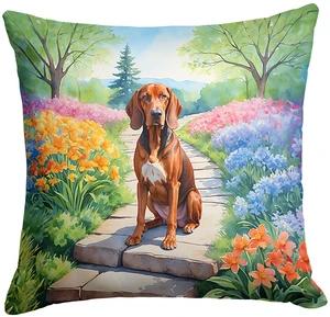 Redbone Coonhound Spring Path Throw Pillow Machine Washable, Indoor Outdoor Decorative Pillow for Couch, Bed or Patio, 18Hx18W Redbone Coonhound Spring Path Throw Pillow Machine Washable, Indoor Outdoor Decorative Pillow for Couch, Bed or Patio, 18Hx18W