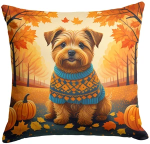 Norfolk Terrier Fall Throw Pillow Machine Washable, Indoor Outdoor Decorative Pillow for Couch, Bed or Patio, 18Hx18W Norfolk Terrier Fall Throw Pillow Machine Washable, Indoor Outdoor Decorative Pillow for Couch, Bed or Patio, 18Hx18W