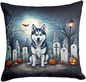 Siberian Husky Spooky Halloween Throw Pillow Machine Washable, Indoor Outdoor Decorative Pillow for Couch, Bed or Patio, 18Hx18W Siberian Husky Spooky Halloween Throw Pillow Machine Washable, Indoor Outdoor Decorative Pillow for Couch, Bed or Patio, 18Hx18W