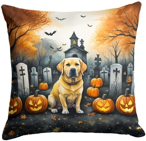 Yellow Labrador Retriever Spooky Halloween Throw Pillow Machine Washable, Indoor Outdoor Decorative Pillow for Couch, Bed or Patio, 18Hx18W Yellow Labrador Retriever Spooky Halloween Throw Pillow Machine Washable, Indoor Outdoor Decorative Pillow for Couch, Bed or Patio, 18Hx18W