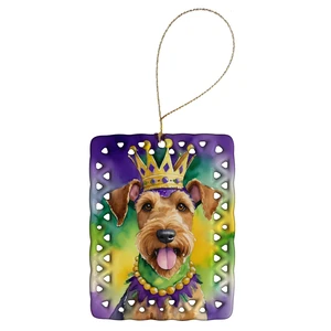 Airedale Terrier King of Mardi Gras Porcelain Ornament Christmas Tree Hanging Decorations for Home Christmas Holiday, Rectangle, Gift, Multicolor Airedale Terrier King of Mardi Gras Porcelain Ornament Christmas Tree Hanging Decorations for Home Christmas Holiday, Rectangle, Gift, Multicolor