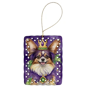 Papillon King of Mardi Gras Porcelain Ornament Christmas Tree Hanging Decorations for Home Christmas Holiday, Rectangle, Gift, Multicolor Papillon King of Mardi Gras Porcelain Ornament Christmas Tree Hanging Decorations for Home Christmas Holiday, Rectangle, Gift, Multicolor
