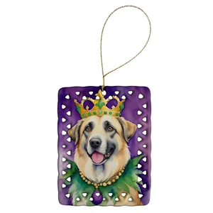 Anatolian Shepherd Dog King of Mardi Gras Porcelain Ornament Christmas Tree Hanging Decorations for Home Christmas Holiday, Rectangle, Gift, Multicolor Anatolian Shepherd Dog King of Mardi Gras Porcelain Ornament Christmas Tree Hanging Decorations for Home Christmas Holiday, Rectangle, Gift, Multicolor