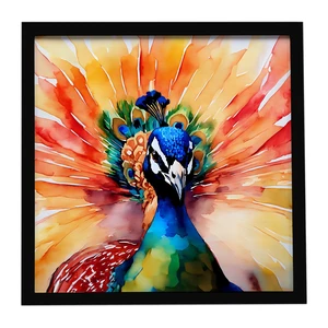 Peacock Framed Metal Print Bathroom, Kitchen, Office, Home Decor Wall Art Ready to Hang, Square, 8X8 Peacock Framed Metal Print Bathroom, Kitchen, Office, Home Decor Wall Art Ready to Hang, Square, 8X8