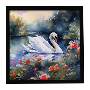 Swan Framed Metal Print Bathroom, Kitchen, Office, Home Decor Wall Art Ready to Hang, Square, 8X8 Swan Framed Metal Print Bathroom, Kitchen, Office, Home Decor Wall Art Ready to Hang, Square, 8X8