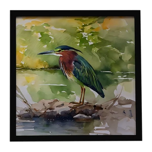 Green Heron Framed Metal Print Bathroom, Kitchen, Office, Home Decor Wall Art Ready to Hang, Square, 8X8 Green Heron Framed Metal Print Bathroom, Kitchen, Office, Home Decor Wall Art Ready to Hang, Square, 8X8