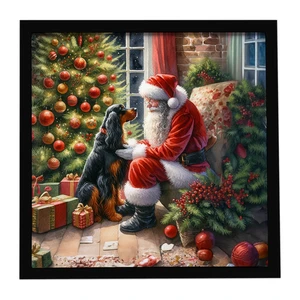 Gordon Setter and Santa Claus Framed Metal Print Bathroom, Kitchen, Office, Home Decor Wall Art Ready to Hang, Square, 8X8 Gordon Setter and Santa Claus Framed Metal Print Bathroom, Kitchen, Office, Home Decor Wall Art Ready to Hang, Square, 8X8