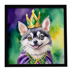 Alaskan Klee Kai King of Mardi Gras Framed Metal Print Bathroom, Kitchen, Office, Home Decor Wall Art Ready to Hang, Square, 8X8 Alaskan Klee Kai King of Mardi Gras Framed Metal Print Bathroom, Kitchen, Office, Home Decor Wall Art Ready to Hang, Square, 8X8