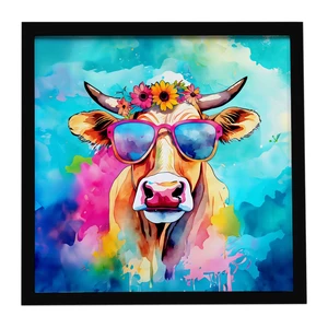 Hippie Animal Malvi Cow Framed Metal Print Bathroom, Kitchen, Office, Home Decor Wall Art Ready to Hang, Square, 8X8 Hippie Animal Malvi Cow Framed Metal Print Bathroom, Kitchen, Office, Home Decor Wall Art Ready to Hang, Square, 8X8