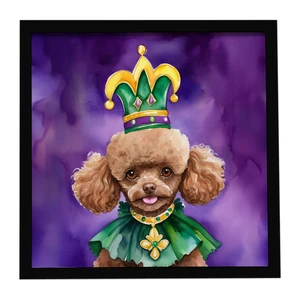 Poodle King of Mardi Gras Framed Metal Print Bathroom, Kitchen, Office, Home Decor Wall Art Ready to Hang, Square, 8X8 Poodle King of Mardi Gras Framed Metal Print Bathroom, Kitchen, Office, Home Decor Wall Art Ready to Hang, Square, 8X8