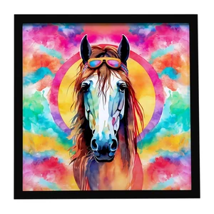 Hippie Animal Horse Framed Metal Print Bathroom, Kitchen, Office, Home Decor Wall Art Ready to Hang, Square, 8X8 Hippie Animal Horse Framed Metal Print Bathroom, Kitchen, Office, Home Decor Wall Art Ready to Hang, Square, 8X8